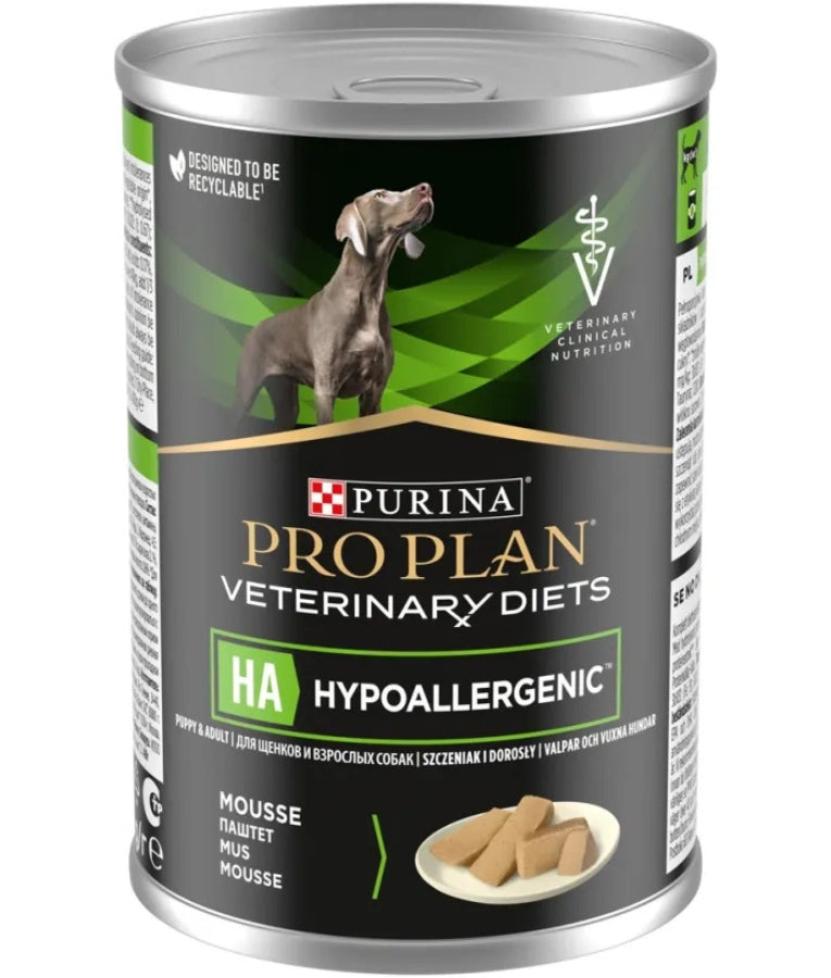 Purina - Pro Plan, Veterinary Diets, HA Hypoallergenic Mousse With Hydrolysed Soya Protein, All Life Stages, Wet Dog Food - 400g