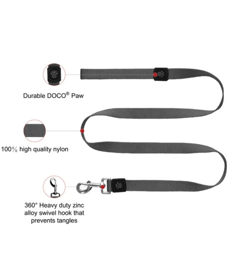 Doco - Nylon Leash, Blue, Heavy-Duty 360° Swivel Hook, For Dogs - 120cm