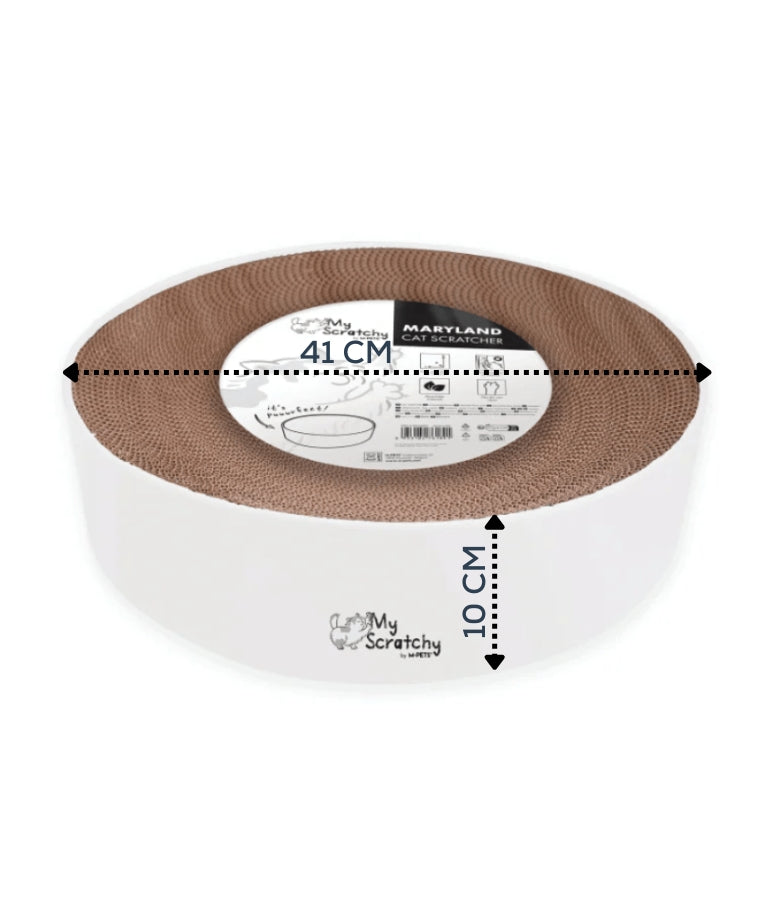 M-Pets - Maryland Scratch Board, Corrugated Cardboard, Round Shape, White - Ø41 x 10cm
