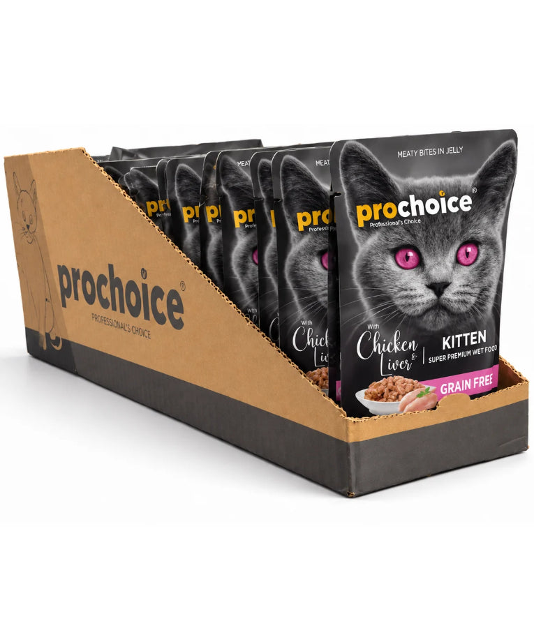 Prochoice - Kitten Meaty Bites With Chicken & Liver In Jelly 85g
