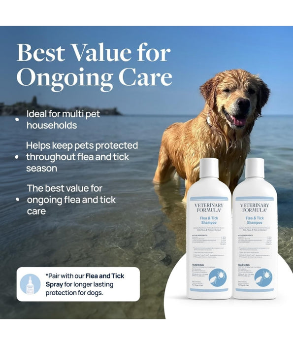 Synergy Labs - Veterinary Formula, Clinical Care, Flea & Tick Shampoo With Pyrethrum, Citrus Scent, For Dogs & Cats - 473 ml