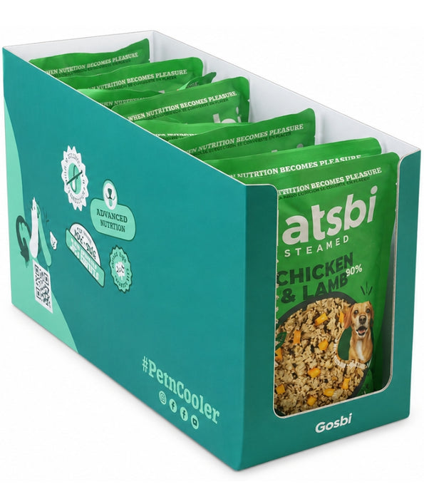 Gosbi - Natsbi Steamed, Chicken and Lamb Fresh Dog Food For Adults and Puppies – Grain-Free, All Natural Meal 200g-500g