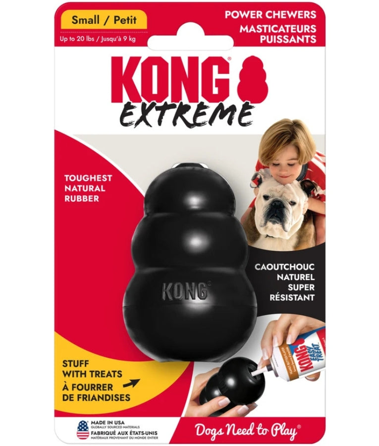 Kong - Extreme Dog Toy, Ultra-Durable Black Natural Rubber, For Dogs - S-XXL (7.6-15.2cm)
