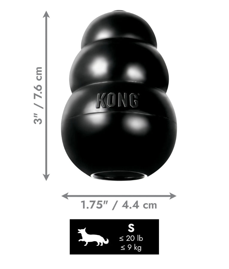Kong - Extreme Dog Toy, Ultra-Durable Black Natural Rubber, For Dogs - S-XXL (7.6-15.2cm)