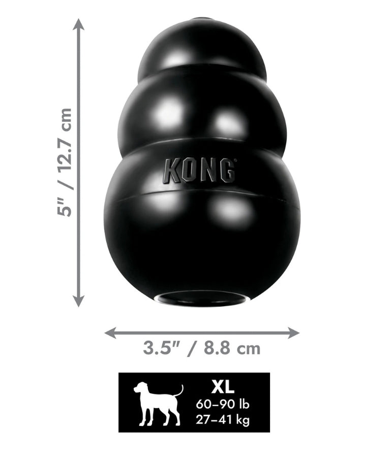 Kong - Extreme Dog Toy, Ultra-Durable Black Natural Rubber, For Dogs - S-XXL (7.6-15.2cm)