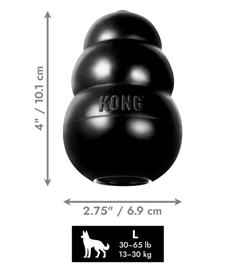 Kong - Extreme Dog Toy, Ultra-Durable Black Natural Rubber, For Dogs - S-XXL (7.6-15.2cm)
