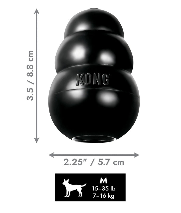 Kong - Extreme Dog Toy, Ultra-Durable Black Natural Rubber, For Dogs - S-XXL (7.6-15.2cm)
