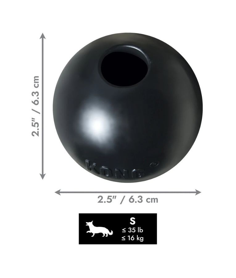 Kong - Extreme Ball, Puncture-Resistant Black Natural Rubber, For Dogs - S-L (6.4-8.9cm)