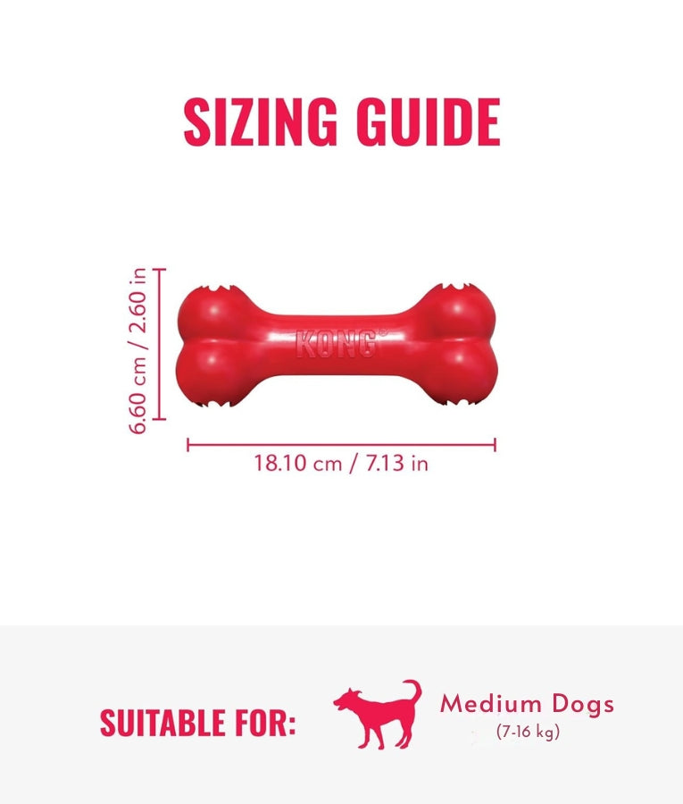 Kong - Goodie Bone, Durable Natural Red Rubber With Goodie Grippers, For Dogs - S-L (13.3-21.6cm)