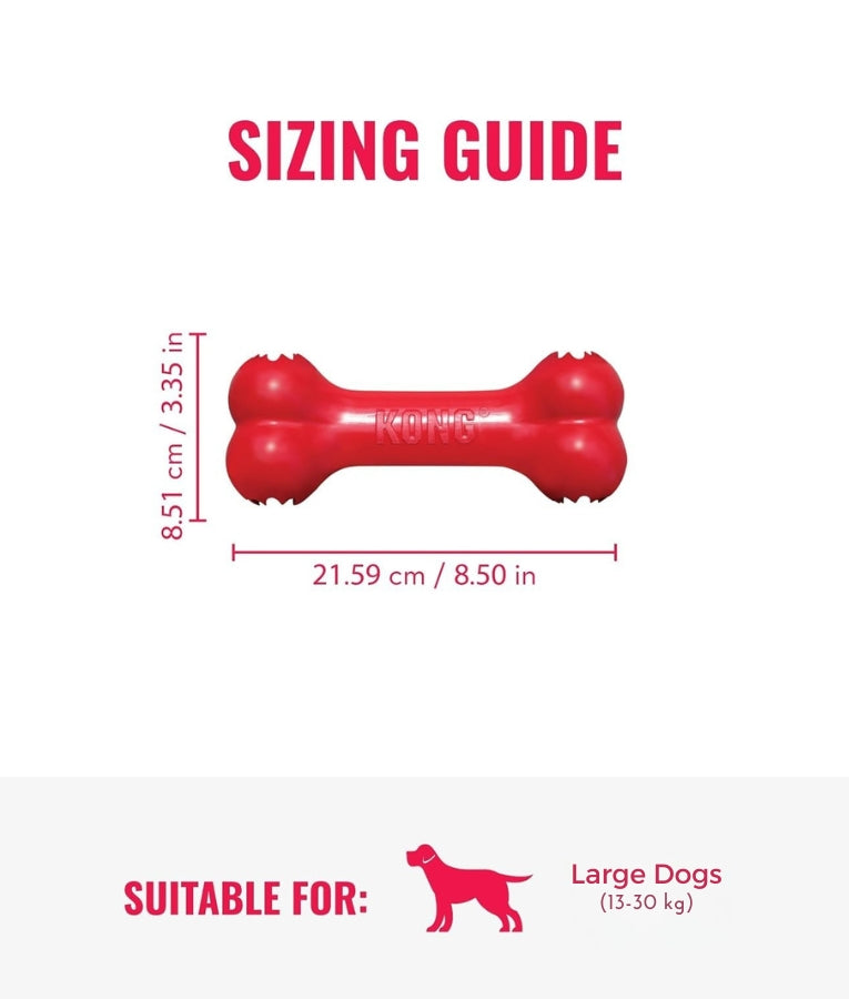 Kong - Goodie Bone, Durable Natural Red Rubber With Goodie Grippers, For Dogs - S-L (13.3-21.6cm)