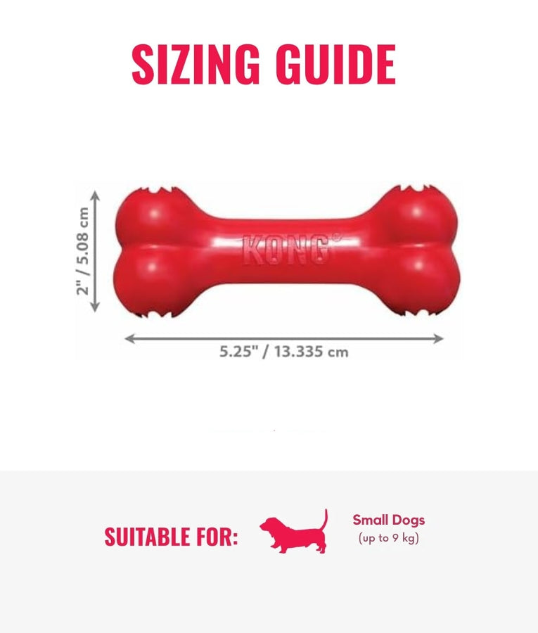 Kong - Goodie Bone, Durable Natural Red Rubber With Goodie Grippers, For Dogs - S-L (13.3-21.6cm)