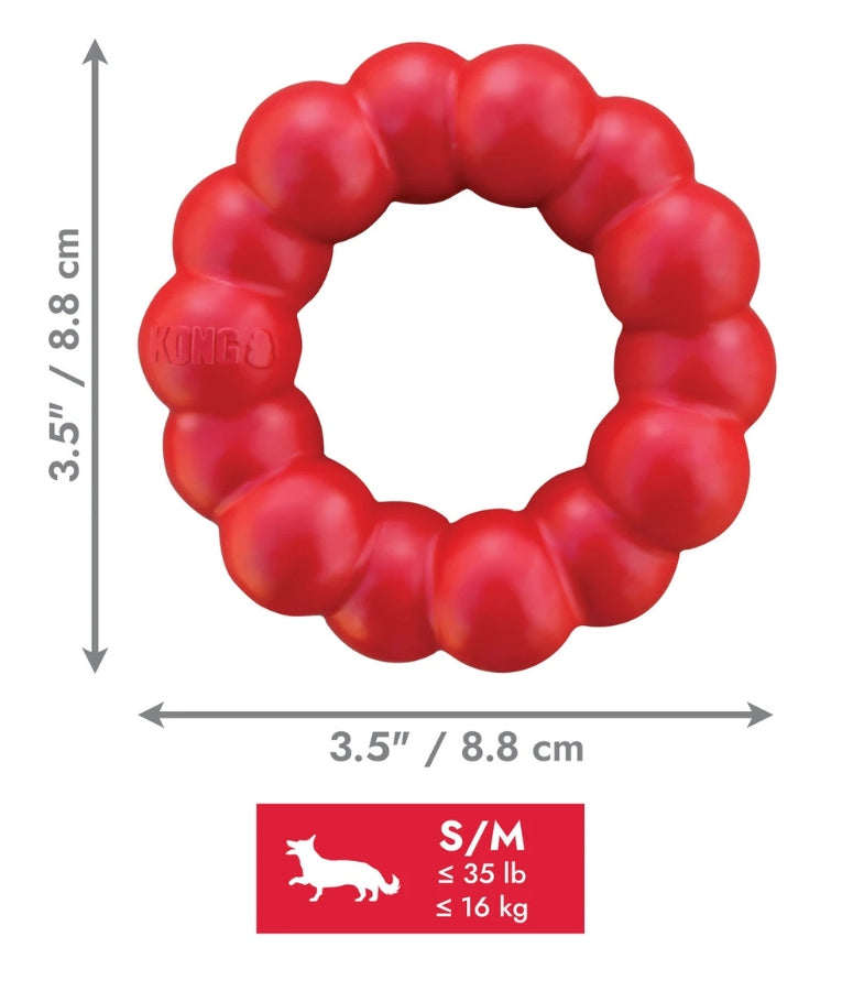 Kong - Ring, Durable Natural Red Rubber, For Dogs - S-M-L-XL