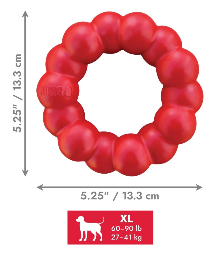 Kong - Ring, Durable Natural Red Rubber, For Dogs - S-M-L-XL