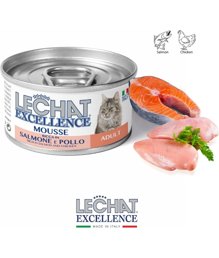 LeChat Excellence - Mousse Rich in Salmon & Chicken, Grain-Free, Adult Wet Cat Food - 85g
