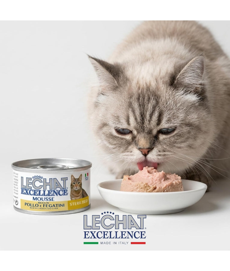 LeChat Excellence - Mousse Rich in Chicken & Liver, Grain-Free, Sterilised, Adult Wet Cat Food - 85g