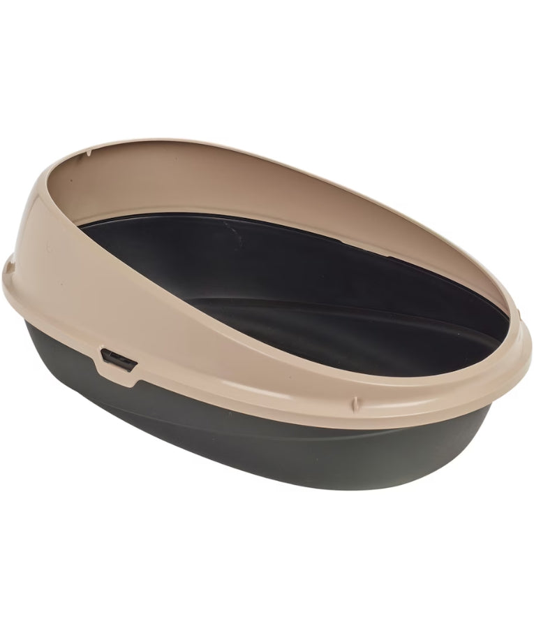 Bergamo - Pin Up Cat Litter Box, High-Rim Open Tray in Mocaccino, For Cats - 59 × 39.5 × 24 cm