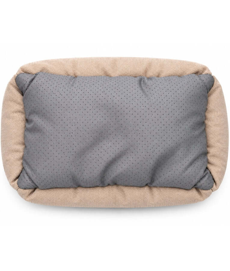 King Queen - Plush Pet Bed, Raised Bolster Sides, Soft Faux Fur Comfort, Small Size - 45 x 35 x 18 cm