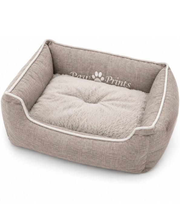 King Queen - Plush Bolster Pet Bed, Soft Cushion, Raised Sides for Comfort - 50 x 45 x 18 cm