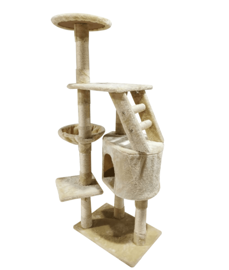 Pawise - Cat Climbing Tree With Ladder & Cave, Multi-Level Plush Activity Center With Sisal Posts, For Cats - 125 cm