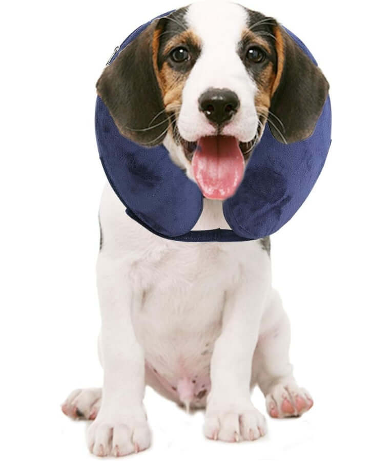 Pawise - Inflatable Protective Collar, Soft Plush Adjustable Recovery Collar, For Dogs & Cats - S, M, L