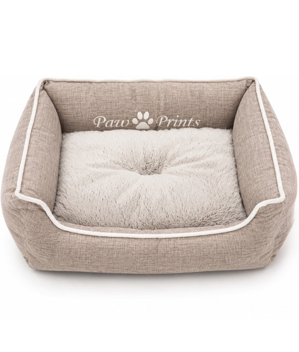 King Queen - Plush Bolster Pet Bed, Soft Cushion, Raised Sides for Comfort - 50 x 45 x 18 cm