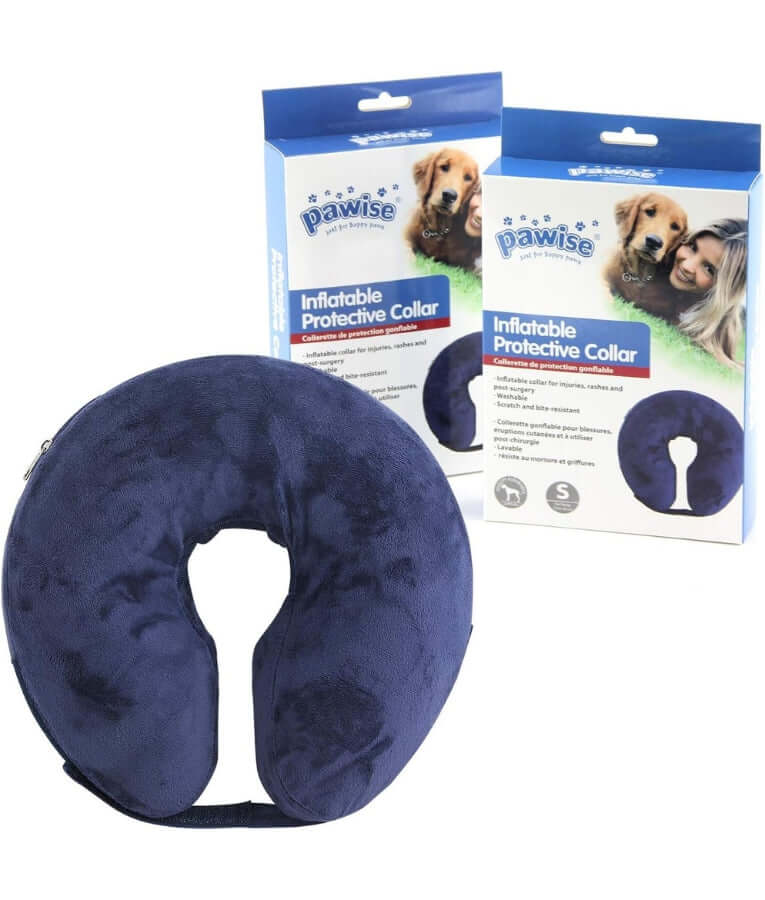 Pawise - Inflatable Protective Collar, Soft Plush Adjustable Recovery Collar, For Dogs & Cats - S, M, L