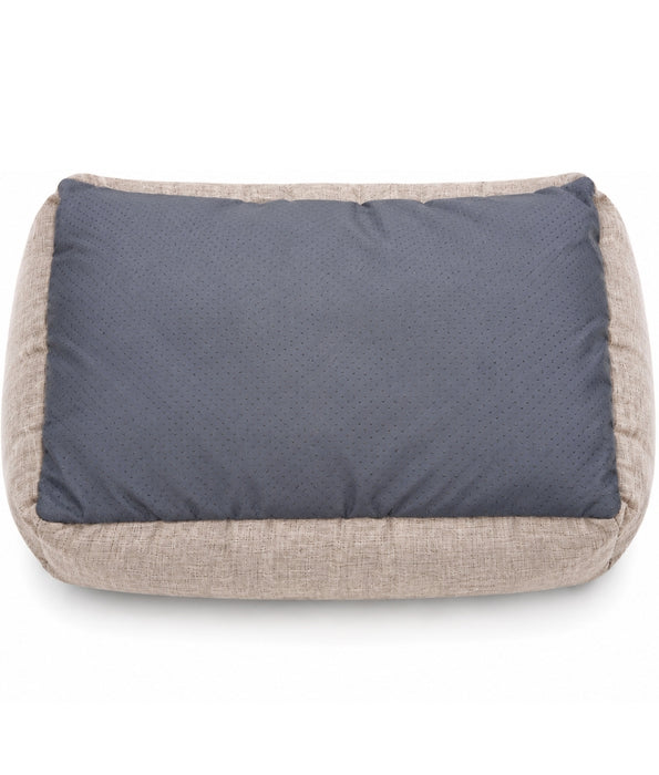 King Queen - Plush Bolster Pet Bed, Soft Cushion, Raised Sides for Comfort - 50 x 45 x 18 cm