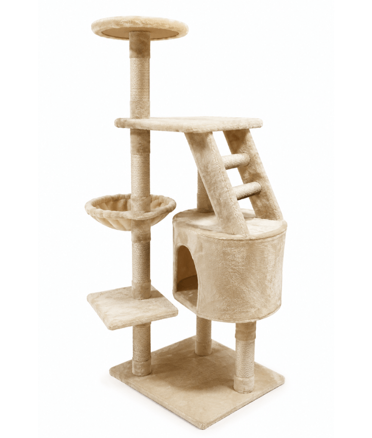 Pawise - Cat Climbing Tree With Ladder & Cave, Multi-Level Plush Activity Center With Sisal Posts, For Cats - 125 cm