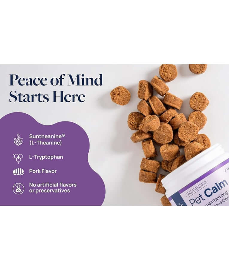 Synergy Labs - Pet Calm Soft Chews, L-Theanine & L-Tryptophan for Stress Relief, Dogs - 60 Soft Chews