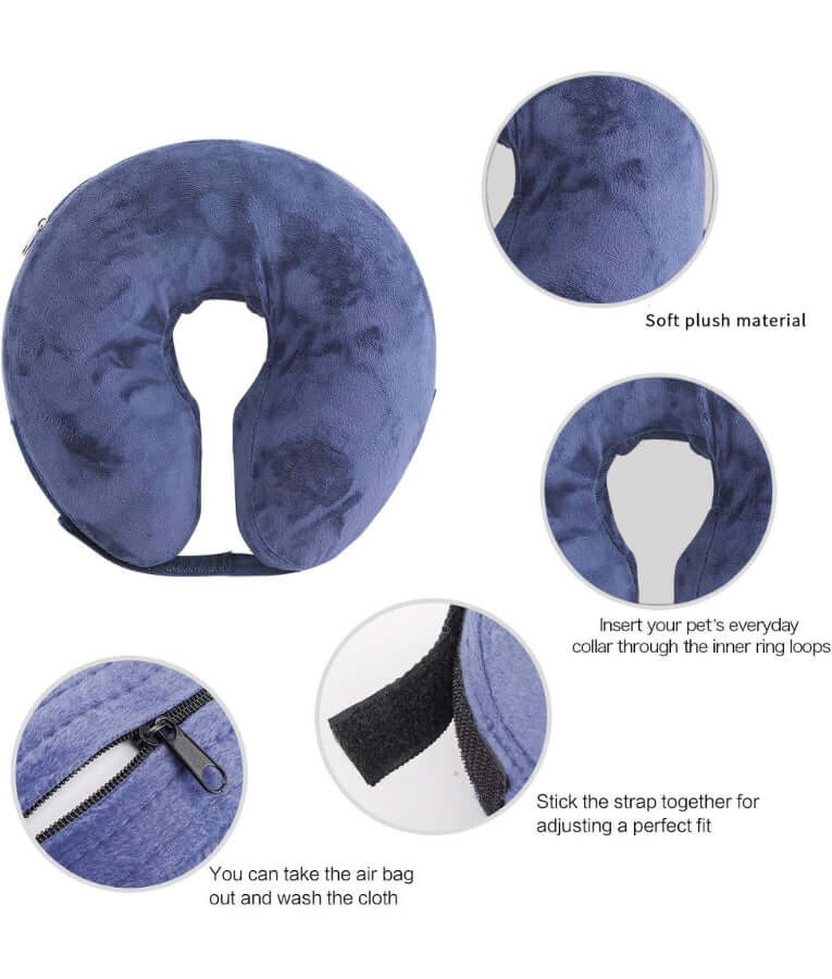Pawise - Inflatable Protective Collar, Soft Plush Adjustable Recovery Collar, For Dogs & Cats - S, M, L
