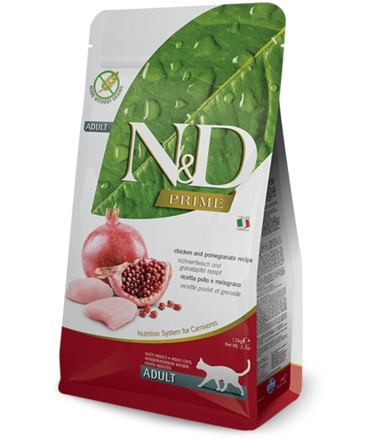 Farmina - N&D Prime Chicken & Pomegranate, Grain-Free Adult Dry Cat Food - 1.5 kg