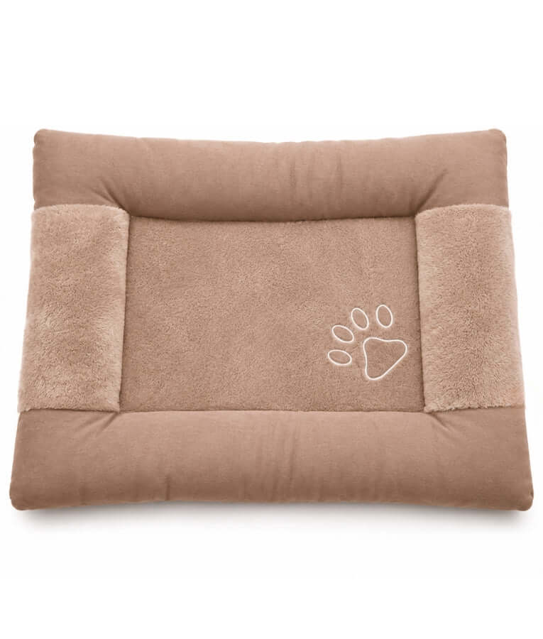King Queen - Rectangle Dog Bed, Soft Fur, Brown & Beige - M, L