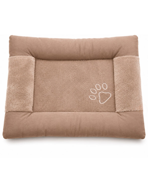 King Queen - Rectangle Dog Bed, Soft Fur, Brown & Beige - M, L