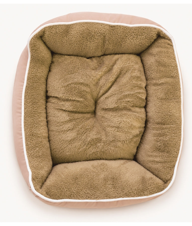 King Queen - Plush Bolster Pet Bed, Dusty Taupe, Soft Cushion, Raised Sides for Comfort - 60 x 50 x 20 cm