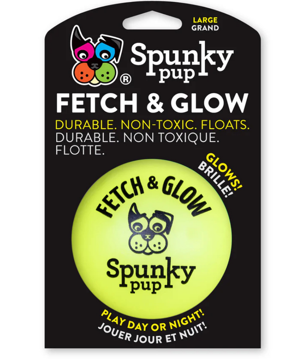 Spunky Pup - Fetch & Glow Ball, Glow In The Dark Floating Fetch Toy, Durable Non Toxic Design - Large
