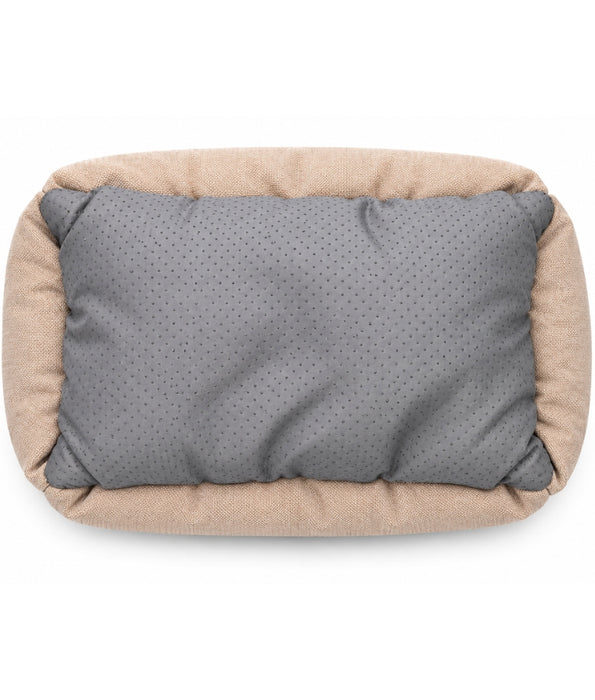 King Queen - Plush Pet Bed, Raised Bolster Sides, Soft Faux Fur Comfort - 45 x 35 x 18 cm