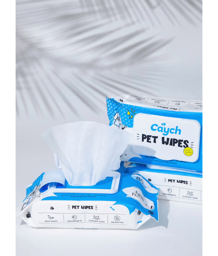 Caych - Pet Wipes, Plant-Based Aloe Vera Hypoallergenic & Alcohol-Free Cleansing Wipes, For Dogs & Cats - 80 Sheets