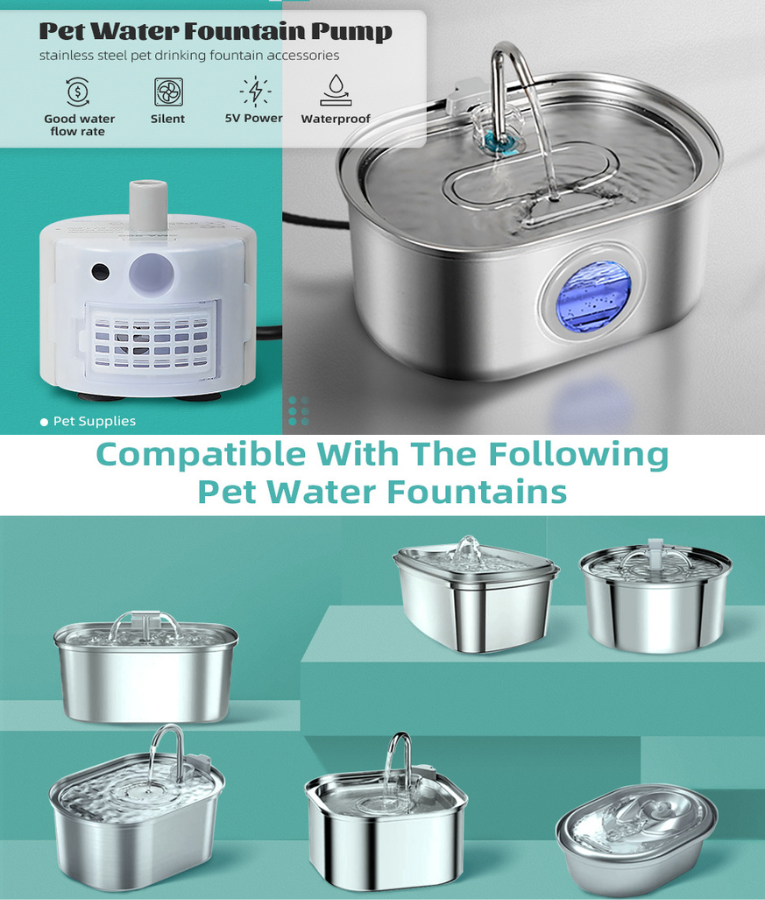 SMA-800 Water Pump - Submersible USB, DIY Replacement for Pet Water Fountains - DC 5V/1A, 160L/H