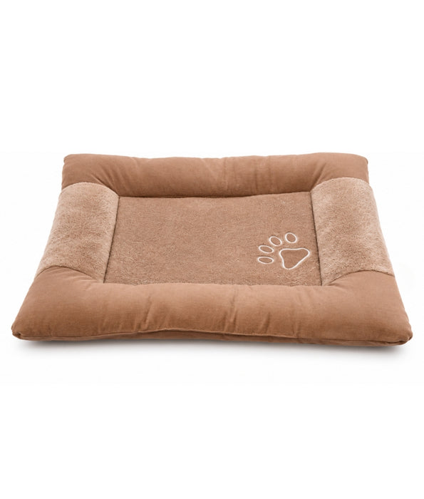 King Queen - Rectangle Dog Bed, Soft Fur, Brown & Beige - M, L