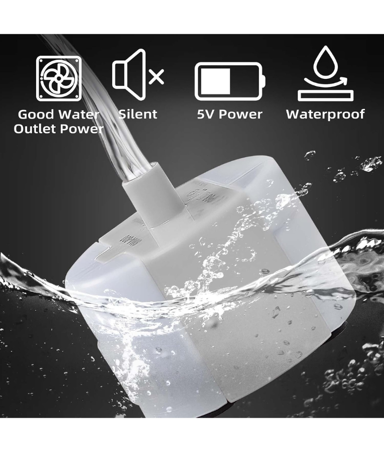 SMA-800 Water Pump - Submersible USB, DIY Replacement for Pet Water Fountains - DC 5V/1A, 160L/H