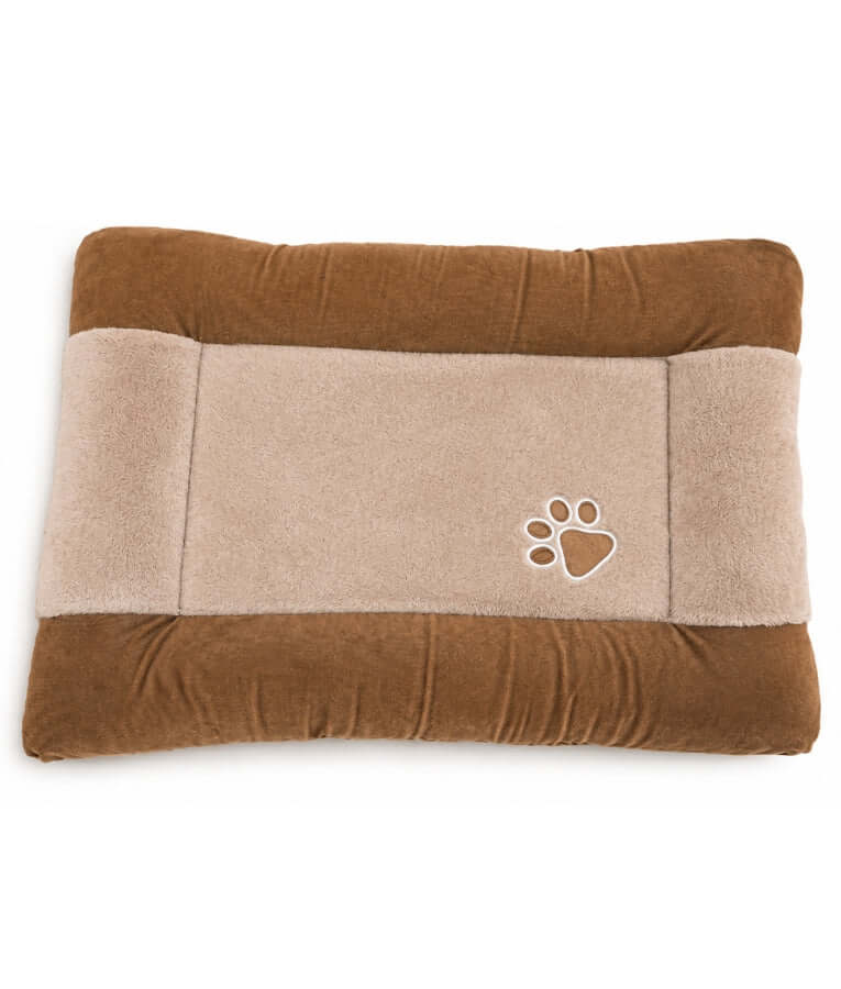 King Queen - Rectangle Dog Bed, Soft Fur, Brown & Beige - M, L