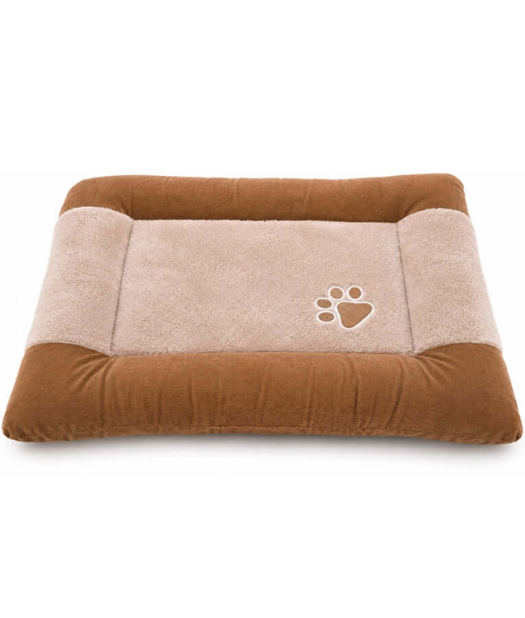 King Queen - Rectangle Dog Bed, Soft Fur, Brown & Beige - M, L