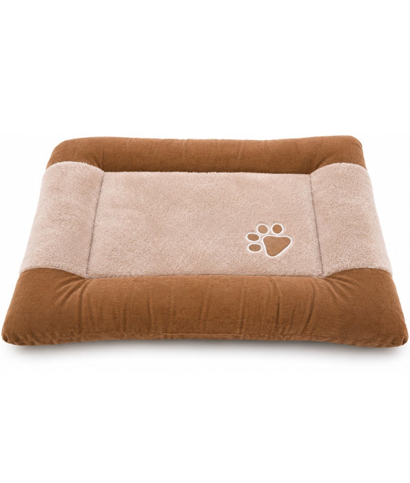 King Queen - Rectangle Dog Bed, Soft Fur, Brown & Beige - M, L