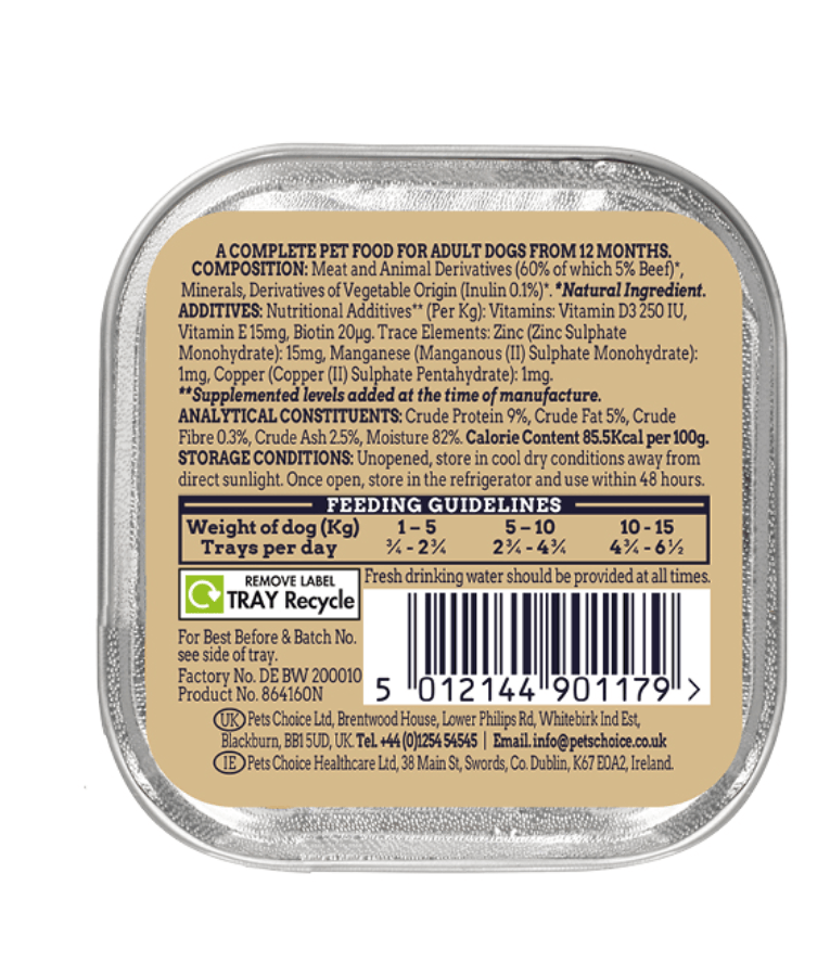 Webbox Naturals Adult Beef Pate Wet Dog Food 150g