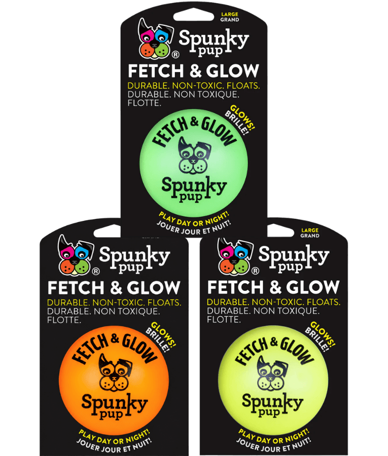 Spunky Pup - Fetch & Glow Ball, Glow In The Dark Floating Fetch Toy, Durable Non Toxic Design - Large