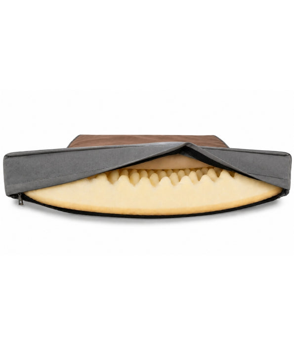 King Queen - Foam Mattress Dog Bed, Removable Zipper Cover, Dark Coffee - 90 × 65 × 8 cm