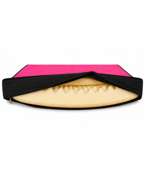 King Queen - Foam Mattress Dog Bed, Removable Zipper Cover, Fuchsia - 90 × 65 × 8 cm