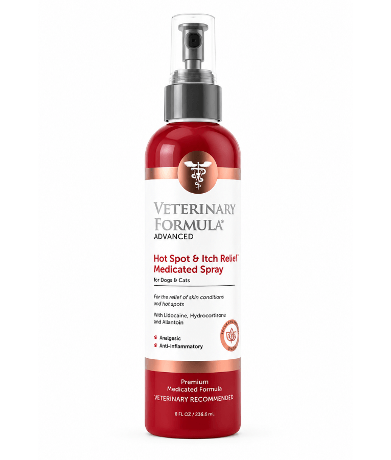 Synergy Labs - Veterinary Formula Advanced - Hot Spot & Itch Relief Medicated Spray, Analgesic & Anti-Inflammatory With Lidocaine & Hydrocortisone, For Dogs & Cats - 236 ml