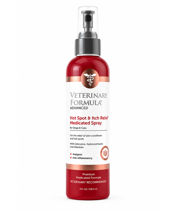 Synergy Labs - Veterinary Formula Advanced - Hot Spot & Itch Relief Medicated Spray, Analgesic & Anti-Inflammatory With Lidocaine & Hydrocortisone, For Dogs & Cats - 236 ml