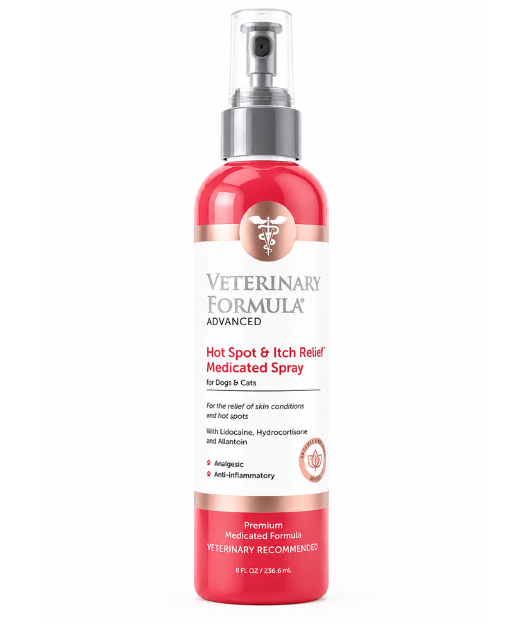 Synergy Labs - Veterinary Formula Advanced - Hot Spot & Itch Relief Medicated Spray, Analgesic & Anti-Inflammatory With Lidocaine & Hydrocortisone, For Dogs & Cats - 236 ml